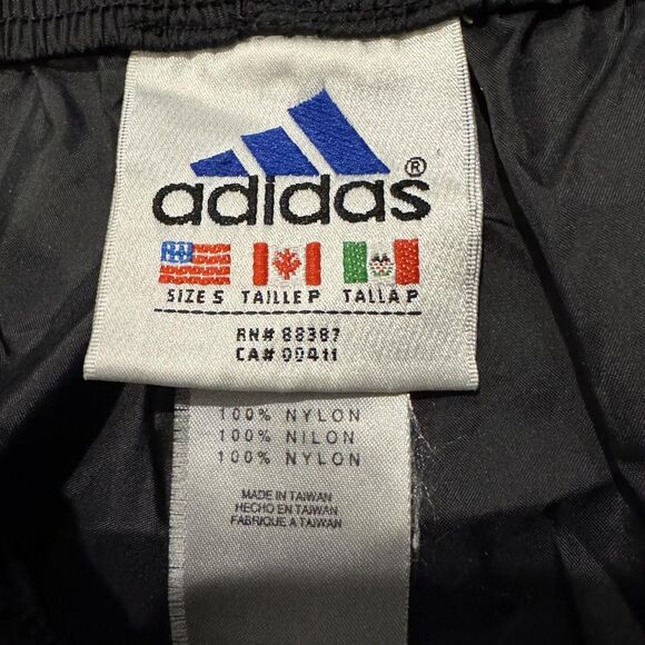 Vintage Adidas Pants Sz Small Black Nylon Track Windbreaker 3 Stripe 90s unisex - Picture 3 of 7